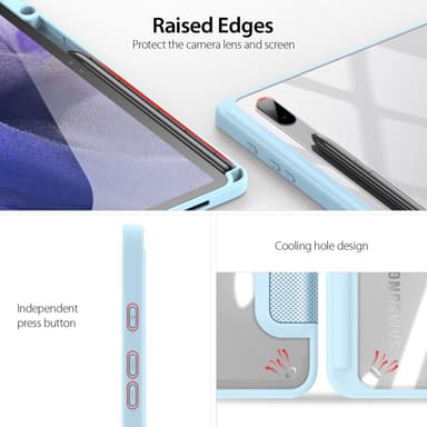 DUX DUCIS Samsung Tab S7+/S7 FE/S8+ TOBY Series Trifold Suojakotelo - Turkoosi