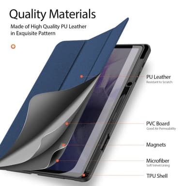 DUX DUCIS Samsung Tab S7+/S7 FE/S8+ DOMO Series Trifold Suojakotelo - Sininen