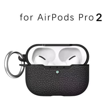 SKALO AirPods Pro 2 Litchi suojakuori avainrengas - Musta