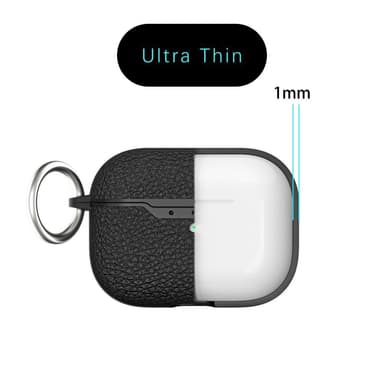 SKALO AirPods Pro 2 Litchi suojakuori avainrengas - Musta