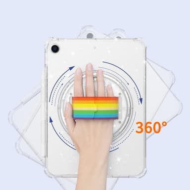 SKALO iPad 10.2 Armor Rainbow Glitter Kahva/Tripod Suojakuori - Valkoinen