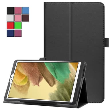 SKALO Samsung Tab A7 Lite Duofold Litchi Suojakotelo - Musta