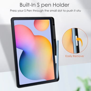 SKALO Samsung Tab S6 Lite Trifold Suojakotelo läpinäkyvällä taustapaperilla - Musta