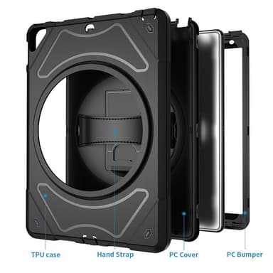 SKALO iPad 10.2 Shock Resistant Armor Silicone Kuori  - Musta