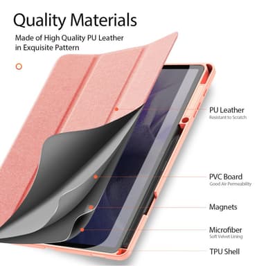 DUX DUCIS Samsung Tab S7+/S7 FE/S8+ DOMO Series Trifold Suojakotelo - Pinkki