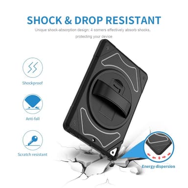 SKALO iPad 10.2 Shock Resistant Armor Silicone Kuori  - Musta