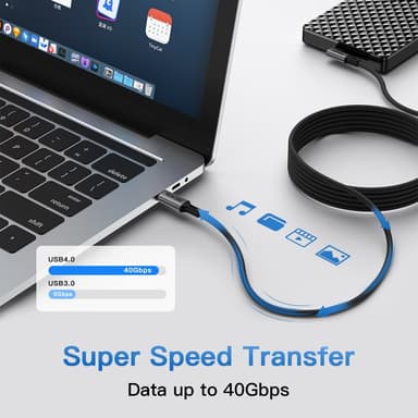 NÖRDIC kulmikas 2 m USB4 USB-C - C Nylon punottu kaapeli PD3.1 240W 40G 8K60Hz 4K144Hz harmaa
