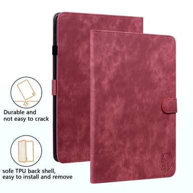SKALO Lenovo Tab P12 Cute Tiger PU-nahkainen Lompakkokotelo - Punainen