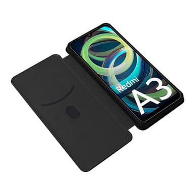 SKALO Xiaomi Redmi A3 Carbon Fiber Lompakkokotelo - Musta
