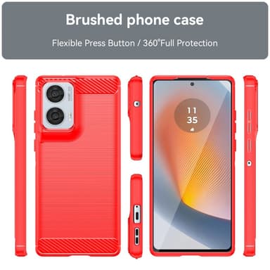 SKALO Motorola Edge 50 Fusion Armor Carbon Iskunkestävä TPU suojakuori - Punainen
