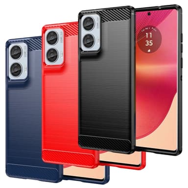 SKALO Motorola Edge 50 Fusion Armor Carbon Iskunkestävä TPU suojakuori - Punainen
