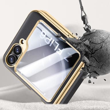 Samsung Z Flip6 SKALO Gold Edge Suojakurori - Musta
