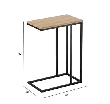 Apupöytä ELT vaaleanruskea 46x26x62cm, laminaattilevy, teräsjalat