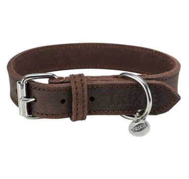 Maalaismainen fatnahkakaulus, S–M: 34–40 cm/25 mm, tummanruskea