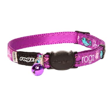 11 mm safeloc irtautuva kissan kaulus, violetti lovebirds design, Rogz