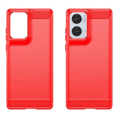 SKALO Motorola Edge 50 Fusion Armor Carbon Iskunkestävä TPU suojakuori - Punainen