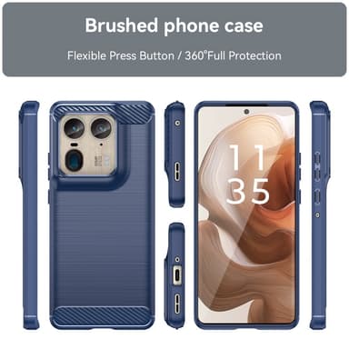 SKALO Motorola Edge 50 Ultra Armor Carbon Iskunkestävä TPU suojakuori - Sininen
