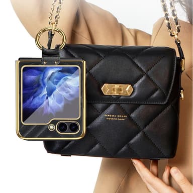 Samsung Z Flip6 SKALO Gold Edge Ring Suojakurori - Musta