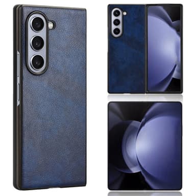 SKALO Samsung Z Fold6 PU-nahkainen Suojakuori - Sininen