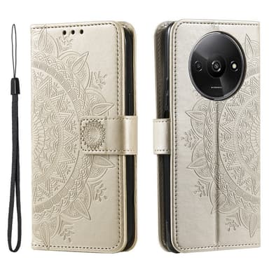 SKALO Xiaomi Redmi A3 Mandala lompakkokotelo - Kulta