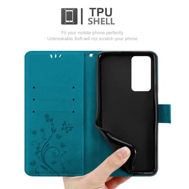 OnePlus 9RT 5G Suojakuori Lompakkokotelo (Sininen)