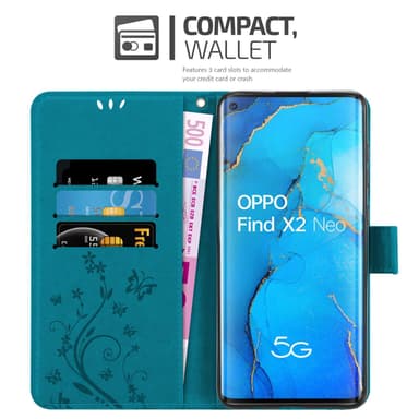 Oppo FIND X2 NEO Suojakuori Lompakkokotelo (Sininen)