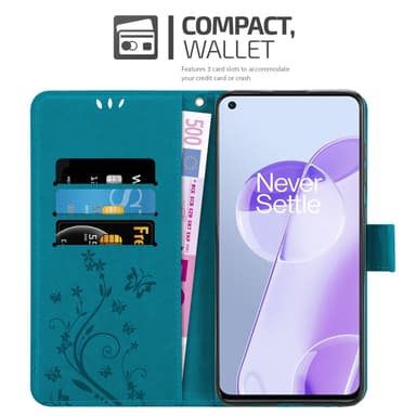 OnePlus 9RT 5G Suojakuori Lompakkokotelo (Sininen)