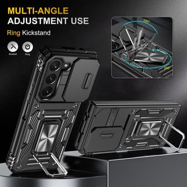 SKALO Samsung Z Fold6 Armor hybridi metallirengas kameran liukusäädin - Musta