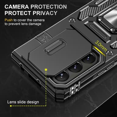 SKALO Samsung Z Fold6 Armor hybridi metallirengas kameran liukusäädin - Musta