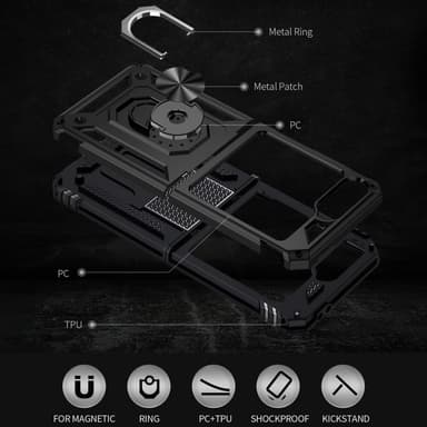 SKALO Samsung Z Flip6 Armor Hybridi metallirengas kuori - Musta