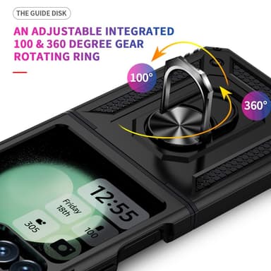SKALO Samsung Z Flip6 Armor Hybridi metallirengas kuori - Musta