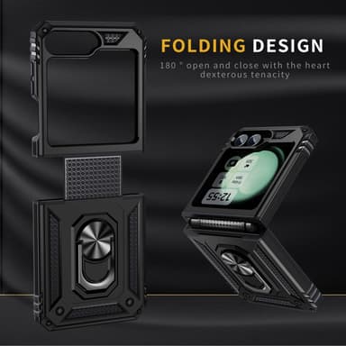 SKALO Samsung Z Flip6 Armor Hybridi metallirengas kuori - Musta