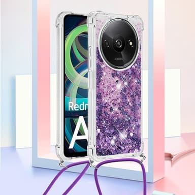 SKALO Xiaomi Redmi A3 Juoksuhiekka Glitter Mobile kaulapanta - Violetti