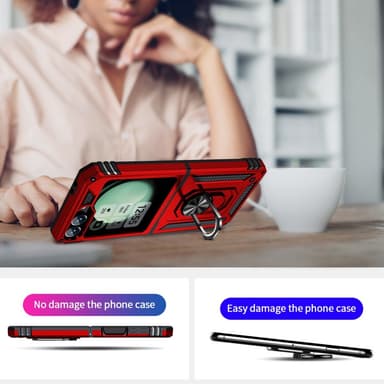 SKALO Samsung Z Flip6 Armor Hybridi metallirengas kuori - Punainen