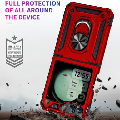SKALO Samsung Z Flip6 Armor Hybridi metallirengas kuori - Punainen