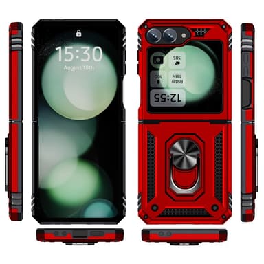 SKALO Samsung Z Flip6 Armor Hybridi metallirengas kuori - Punainen