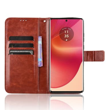 SKALO Motorola Edge 50 Fusion PU-nahkainen Lompakkokotelo - Ruskea