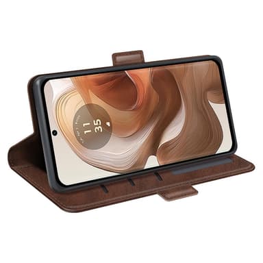 SKALO Motorola Edge 50 Ultra Premium Cut Lompakkokotelo - Ruskea