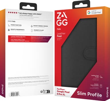 Zagg Google Pixel 9/9 Pro lompakkokotelo (musta)