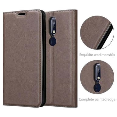Nokia 7.1 Suojakuori Lompakkokotelo (Ruskea)