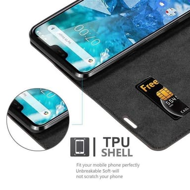 Nokia 7.1 Suojakuori Lompakkokotelo (Ruskea)