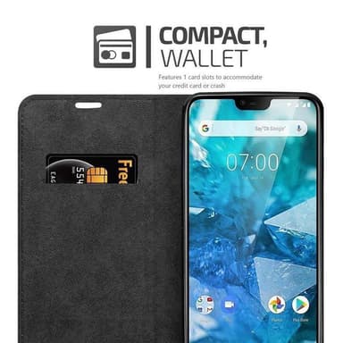 Nokia 7.1 Suojakuori Lompakkokotelo (Ruskea)