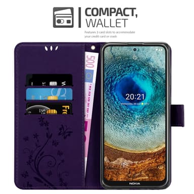 Nokia X10 / X20 Suojakuori Lompakkokotelo (Violetti)