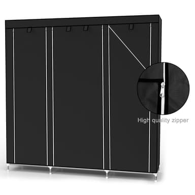 Taitettava Vaatekaappi 150x175x45 Kangaskaappi (musta)