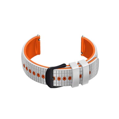 Silikoninen kellohihna SAMSUNG Galaxy Watch 3:lle ja Garmin Forerunner 255:lle Valkoinen + oranssi 20 mm