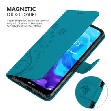 Huawei Y6 PRO 2019 Suojakuori Lompakkokotelo (Sininen)
