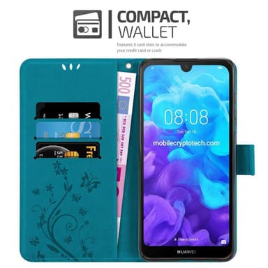 Huawei Y6 PRO 2019 Suojakuori Lompakkokotelo (Sininen)