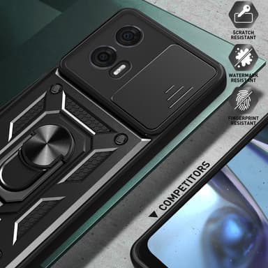 SKALO Motorola Edge 50 Fusion Armor hybridi metallirengas kameran liukusäädin - Musta