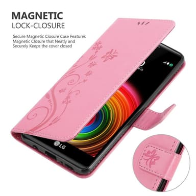 LG X POWER Suojakuori Lompakkokotelo (Vaaleanpunainen)