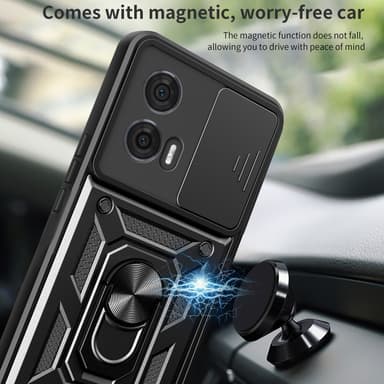 SKALO Motorola Edge 50 Fusion Armor hybridi metallirengas kameran liukusäädin - Musta